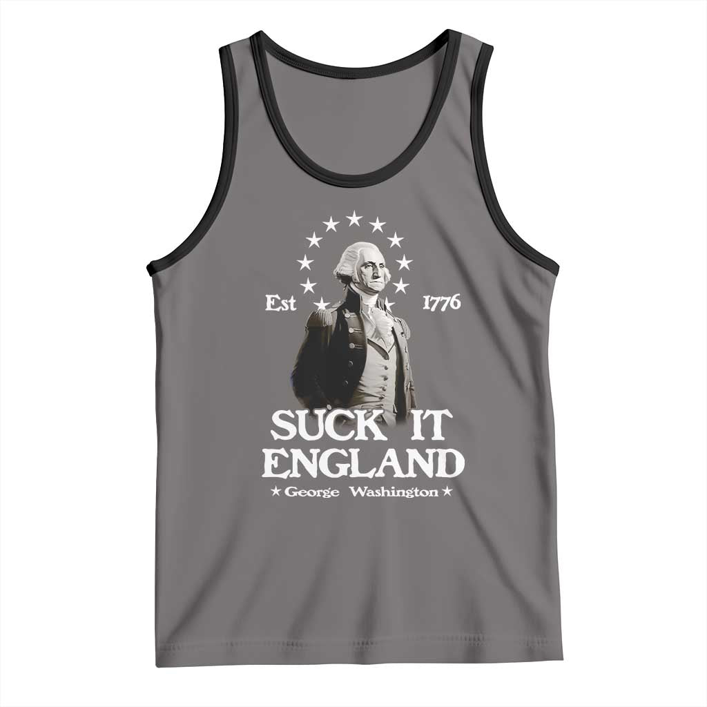Funny Suck It England Tank Top 4th of July 1776 George Washington TS11 Deep Heather Black Print Your Wear