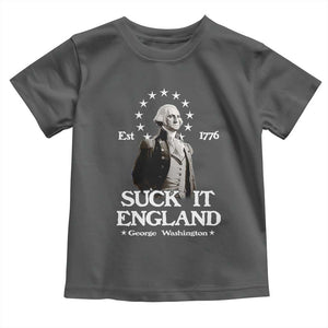 Funny Suck It England Toddler T Shirt 4th of July 1776 George Washington TS11 Dark Heather Print Your Wear