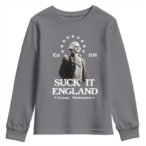 Funny Suck It England Youth Sweatshirt 4th of July 1776 George Washington TS11 Charcoal Print Your Wear