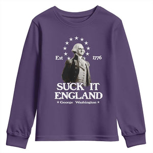 Funny Suck It England Youth Sweatshirt 4th of July 1776 George Washington TS11 Purple Print Your Wear