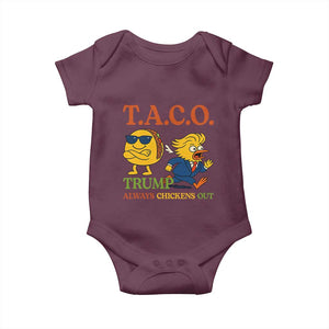 Funny TACO Cool Taco vs Trump Chicken Baby Onesie Trump Always Chickens Out TS02 Maroon Print Your Wear