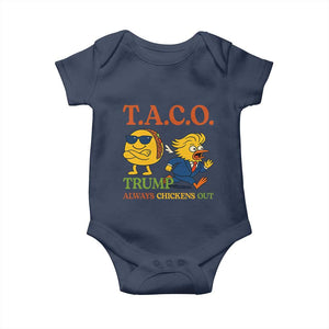 Funny TACO Cool Taco vs Trump Chicken Baby Onesie Trump Always Chickens Out TS02 Navy Print Your Wear
