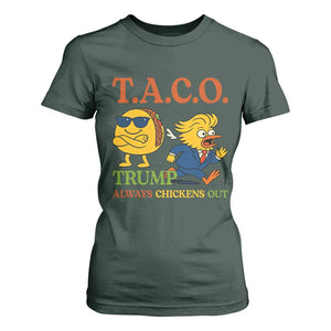 Funny TACO Cool Taco vs Trump Chicken T Shirt For Women Trump Always Chickens Out TS02 Dark Forest Green Print Your Wear