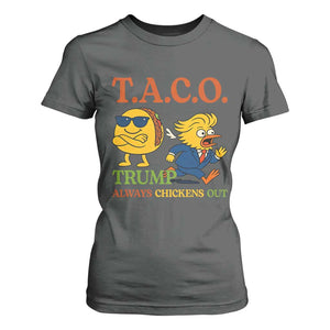 Funny TACO Cool Taco vs Trump Chicken T Shirt For Women Trump Always Chickens Out TS02 Dark Heather Print Your Wear