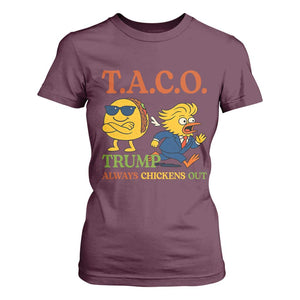 Funny TACO Cool Taco vs Trump Chicken T Shirt For Women Trump Always Chickens Out TS02 Maroon Print Your Wear