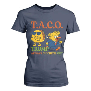 Funny TACO Cool Taco vs Trump Chicken T Shirt For Women Trump Always Chickens Out TS02 Navy Print Your Wear