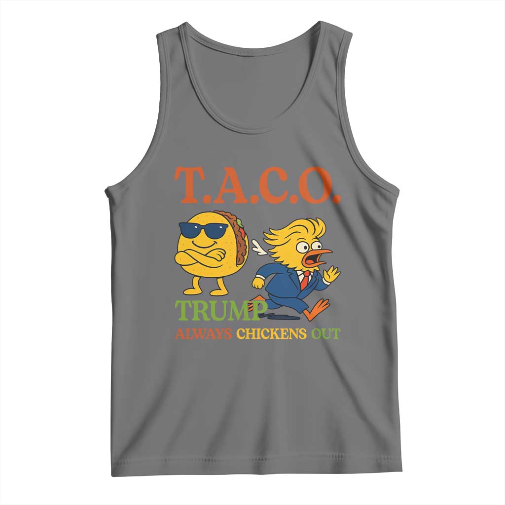 Funny TACO Cool Taco vs Trump Chicken Tank Top Trump Always Chickens Out TS02 Black Heather Print Your Wear