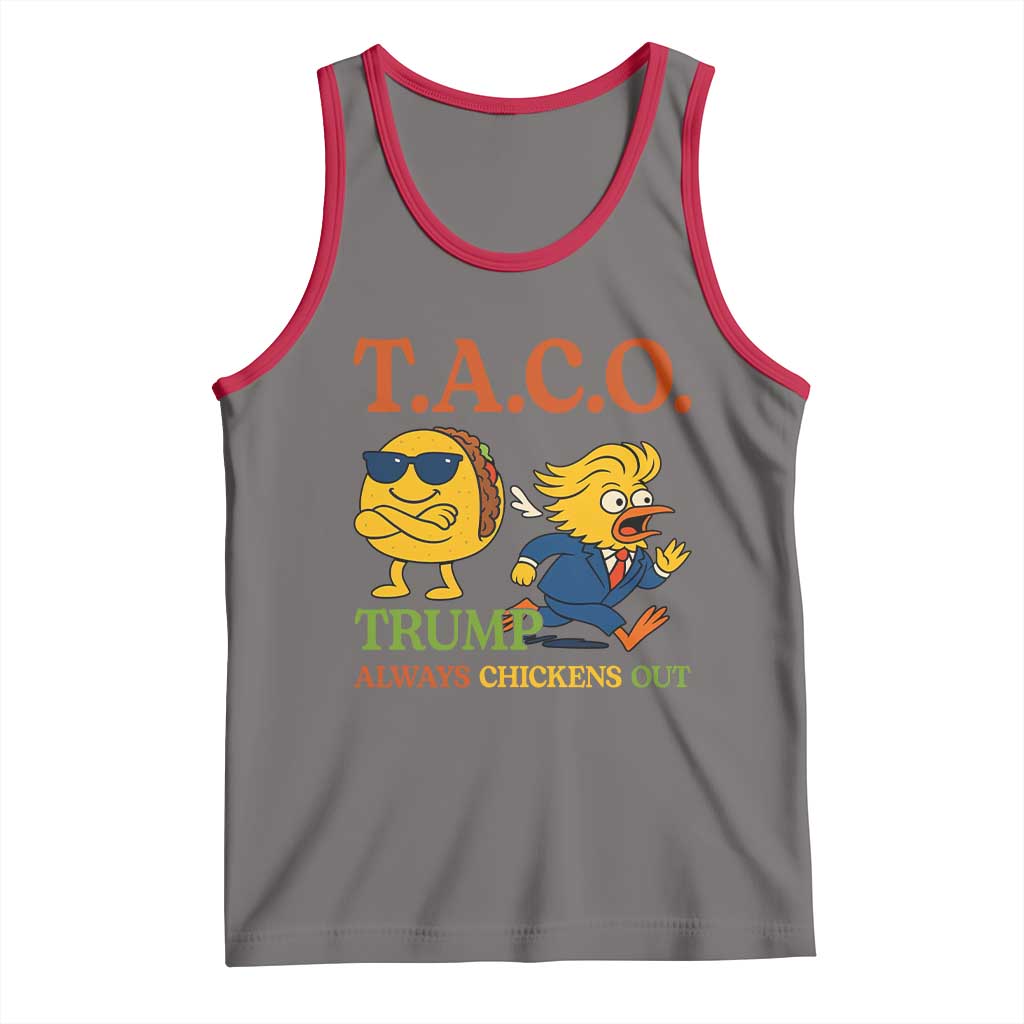 Funny TACO Cool Taco vs Trump Chicken Tank Top Trump Always Chickens Out TS02 Deep Heather Red Print Your Wear