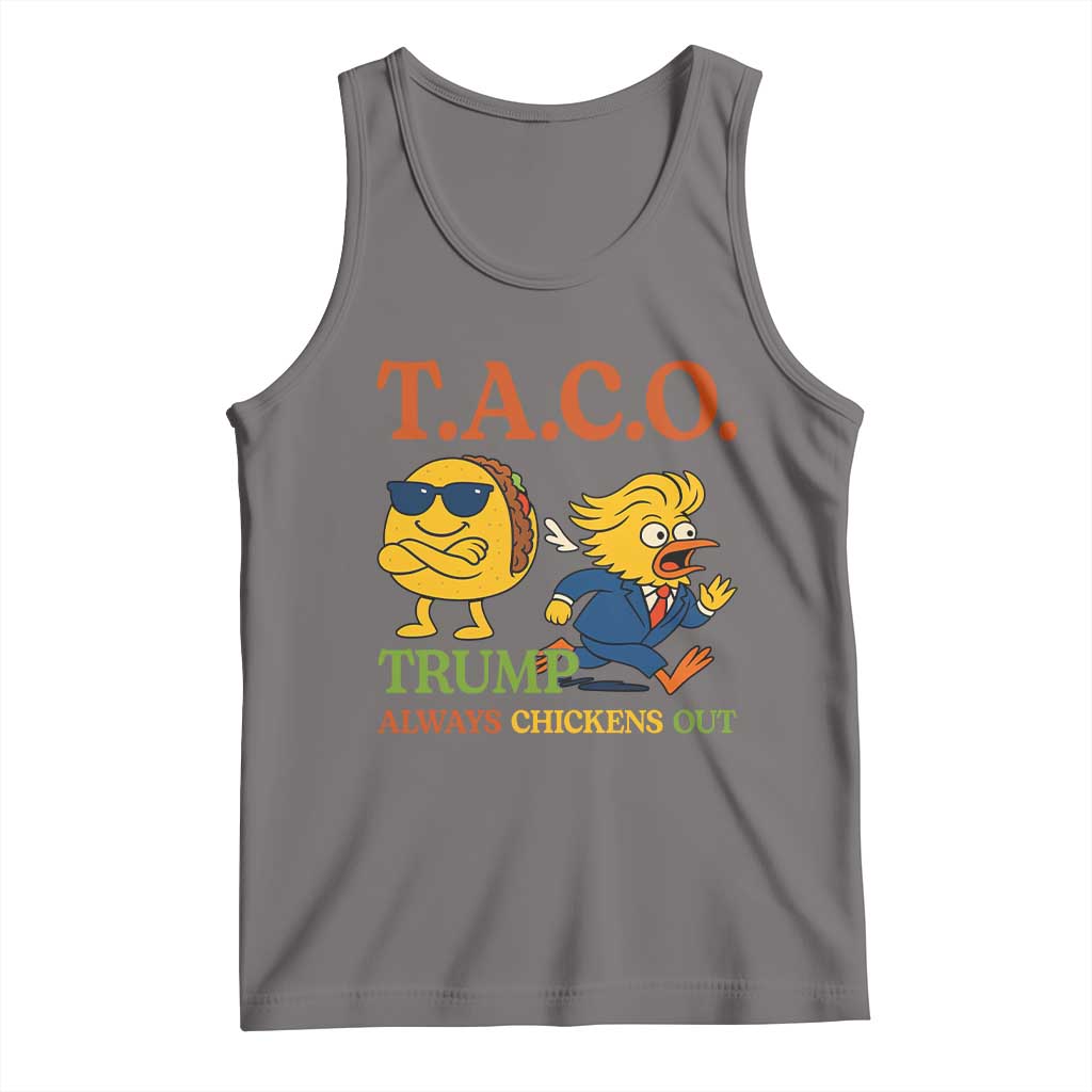 Funny TACO Cool Taco vs Trump Chicken Tank Top Trump Always Chickens Out TS02 Deep Heather Print Your Wear
