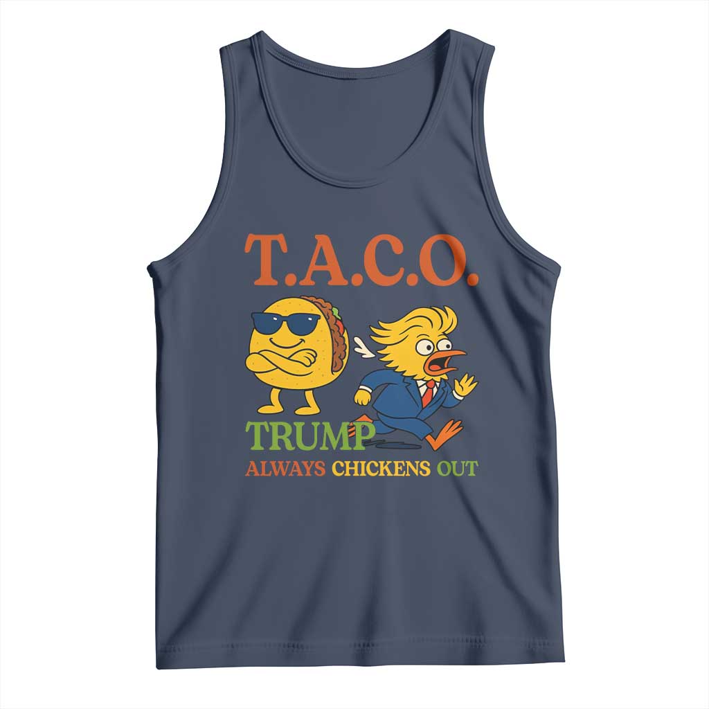 Funny TACO Cool Taco vs Trump Chicken Tank Top Trump Always Chickens Out TS02 Navy Print Your Wear