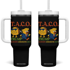 Funny TACO Cool Taco vs Trump Chicken Tumbler With Handle Trump Always Chickens Out TS02 One Size: 40 oz Black Print Your Wear