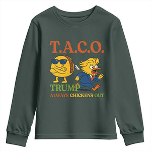 Funny TACO Cool Taco vs Trump Chicken Youth Sweatshirt Trump Always Chickens Out TS02 Dark Forest Green Print Your Wear