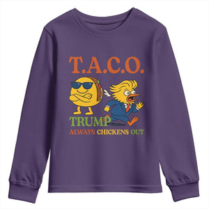 Funny TACO Cool Taco vs Trump Chicken Youth Sweatshirt Trump Always Chickens Out TS02 Purple Print Your Wear