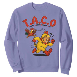 Funny TACO Running Chicken Sweatshirt Trump Always Chickens Out Hilarious Political TS02 Violet Print Your Wear