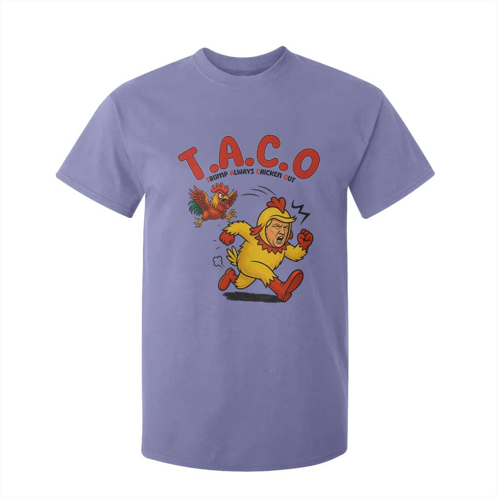 Funny TACO Running Chicken T Shirt For Kid Trump Always Chickens Out Hilarious Political TS02 Violet Print Your Wear
