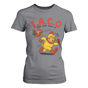 Funny TACO Running Chicken T Shirt For Women Trump Always Chickens Out Hilarious Political TS02 Charcoal Print Your Wear