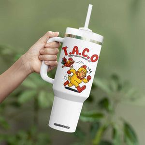 Funny TACO Running Chicken Tumbler With Handle Trump Always Chickens Out Hilarious Political TS02 Print Your Wear