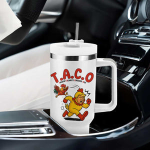 Funny TACO Running Chicken Tumbler With Handle Trump Always Chickens Out Hilarious Political TS02 Print Your Wear