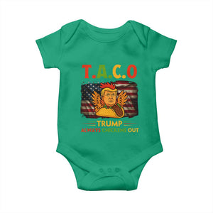 Funny TACO Trump Always Chickens Out Baby Onesie American Flag Political Parody TS02 Irish Green Print Your Wear