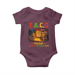 Funny TACO Trump Always Chickens Out Baby Onesie American Flag Political Parody TS02 Maroon Print Your Wear