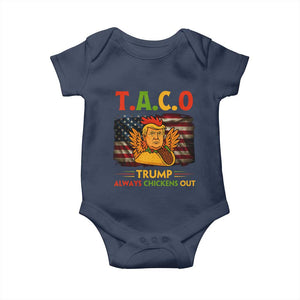 Funny TACO Trump Always Chickens Out Baby Onesie American Flag Political Parody TS02 Navy Print Your Wear