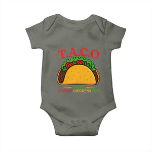 Funny TACO Trump Always Chickens Out Baby Onesie Funny Political Satire Tacos Lover TS02 Military Green Print Your Wear