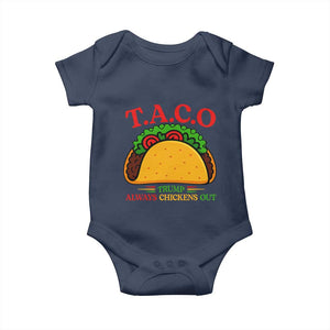 Funny TACO Trump Always Chickens Out Baby Onesie Funny Political Satire Tacos Lover TS02 Navy Print Your Wear