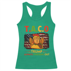Funny TACO Trump Always Chickens Out Racerback Tank Top American Flag Political Parody TS02 Irish Green Print Your Wear