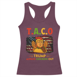 Funny TACO Trump Always Chickens Out Racerback Tank Top American Flag Political Parody TS02 Maroon Print Your Wear