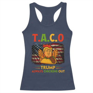 Funny TACO Trump Always Chickens Out Racerback Tank Top American Flag Political Parody TS02 Navy Print Your Wear