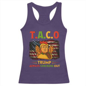 Funny TACO Trump Always Chickens Out Racerback Tank Top American Flag Political Parody TS02 Purple Print Your Wear