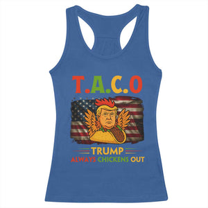 Funny TACO Trump Always Chickens Out Racerback Tank Top American Flag Political Parody TS02 Royal Blue Print Your Wear