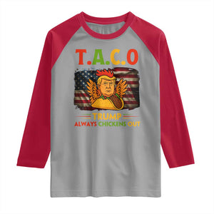Funny TACO Trump Always Chickens Out Raglan Shirt American Flag Political Parody TS02 Sport Gray Red Print Your Wear