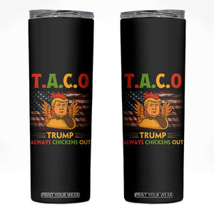 Funny TACO Trump Always Chickens Out Skinny Tumbler American Flag Political Parody TS02 Black Print Your Wear