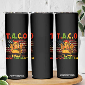 Funny TACO Trump Always Chickens Out Skinny Tumbler American Flag Political Parody TS02 Print Your Wear