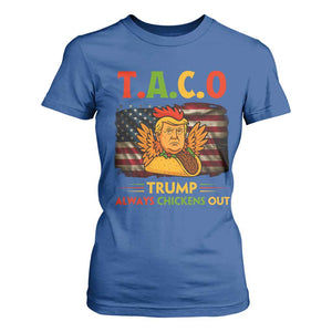 Funny TACO Trump Always Chickens Out T Shirt For Women American Flag Political Parody TS02 Royal Blue Print Your Wear