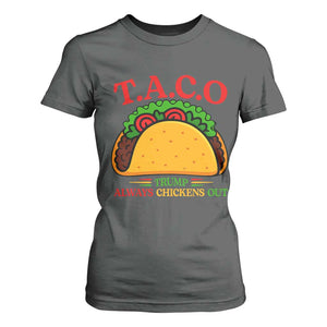 Funny TACO Trump Always Chickens Out T Shirt For Women Funny Political Satire Tacos Lover TS02 Dark Heather Print Your Wear