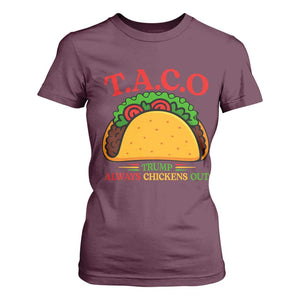 Funny TACO Trump Always Chickens Out T Shirt For Women Funny Political Satire Tacos Lover TS02 Maroon Print Your Wear
