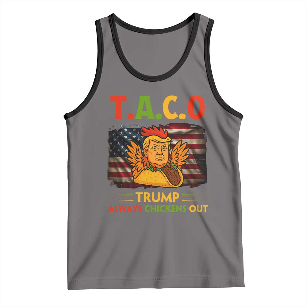 Funny TACO Trump Always Chickens Out Tank Top American Flag Political Parody TS02 Deep Heather Black Print Your Wear