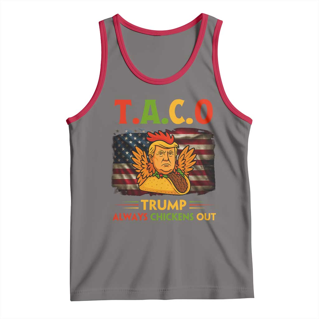 Funny TACO Trump Always Chickens Out Tank Top American Flag Political Parody TS02 Deep Heather Red Print Your Wear