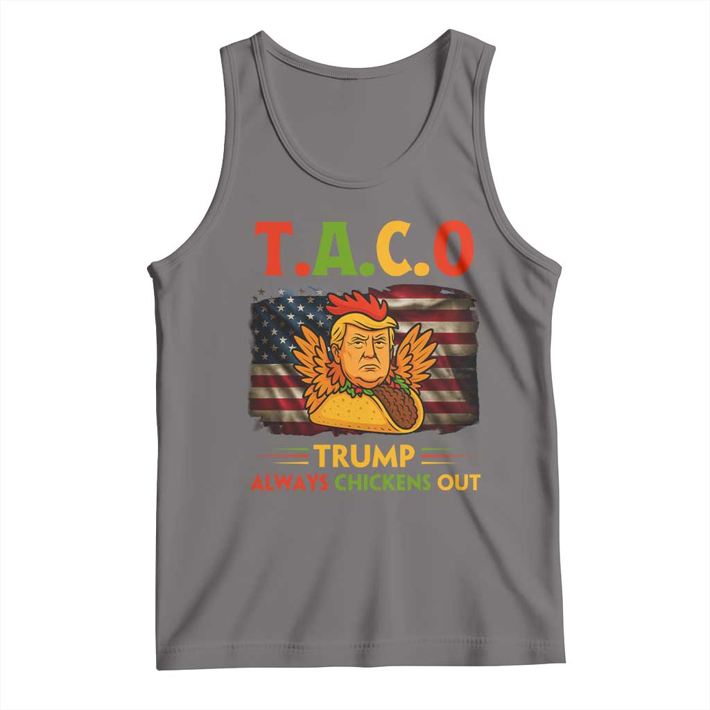 Funny TACO Trump Always Chickens Out Tank Top American Flag Political Parody TS02 Deep Heather Print Your Wear