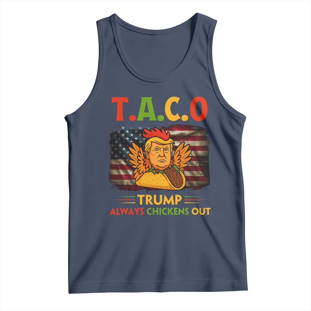 Funny TACO Trump Always Chickens Out Tank Top American Flag Political Parody TS02 Navy Print Your Wear