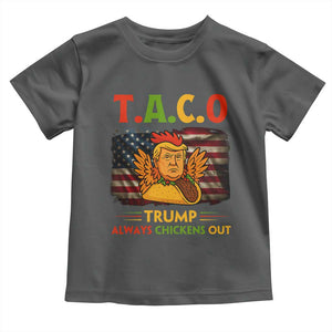 Funny TACO Trump Always Chickens Out Toddler T Shirt American Flag Political Parody TS02 Dark Heather Print Your Wear