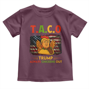 Funny TACO Trump Always Chickens Out Toddler T Shirt American Flag Political Parody TS02 Maroon Print Your Wear