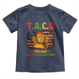 Funny TACO Trump Always Chickens Out Toddler T Shirt American Flag Political Parody TS02 Navy Print Your Wear