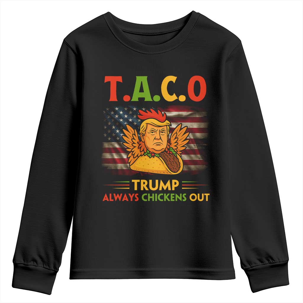 Funny TACO Trump Always Chickens Out Youth Sweatshirt American Flag Political Parody TS02 Black Print Your Wear