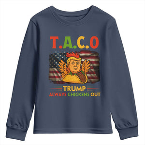 Funny TACO Trump Always Chickens Out Youth Sweatshirt American Flag Political Parody TS02 Navy Print Your Wear