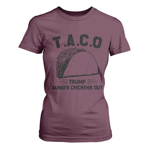 Funny Taco Trump Always Chickens Out T Shirt For Women T.A.C.O TS10 Maroon Print Your Wear