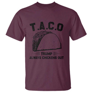 Funny Taco Trump Always Chickens Out T Shirt T.A.C.O TS10 Maroon Print Your Wear