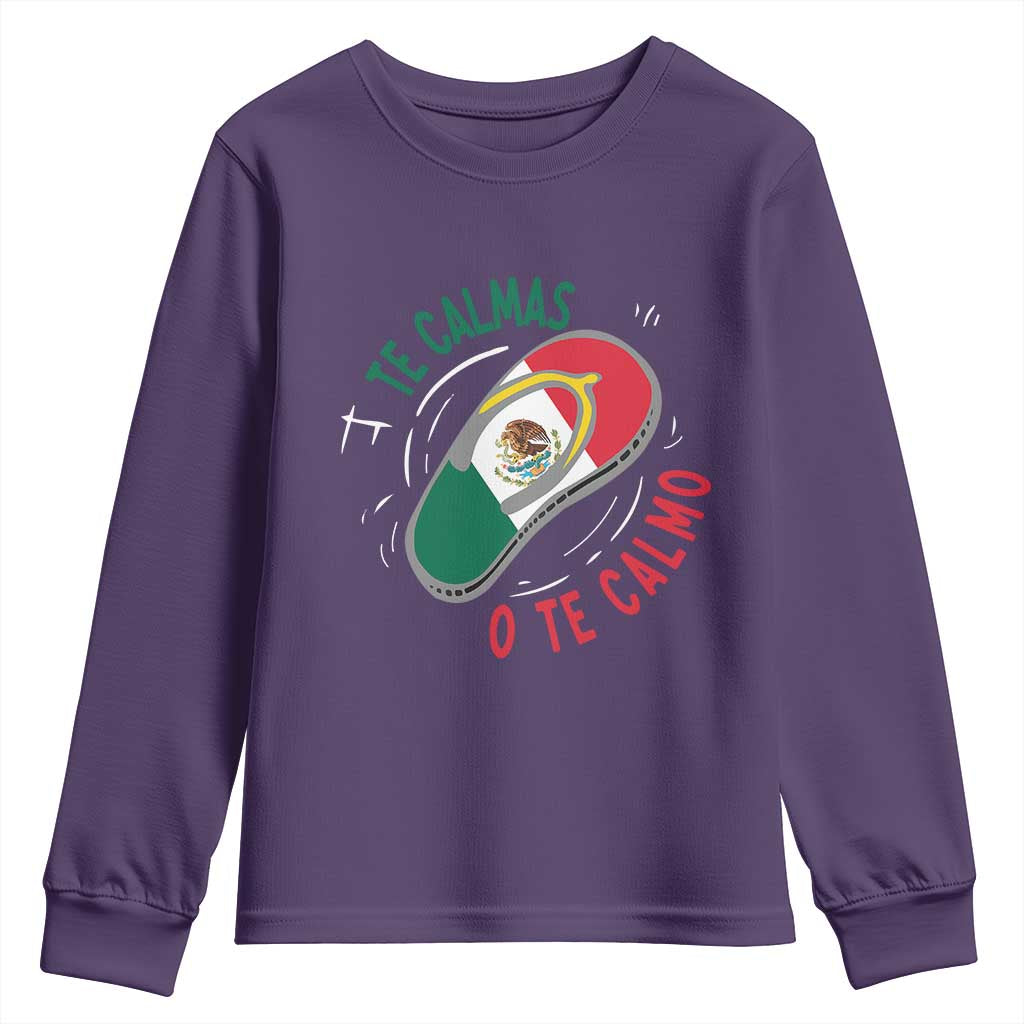 Funny Te Calmas O Te Calmo Youth Sweatshirt Mexican Mother's Day TS11 Purple Print Your Wear